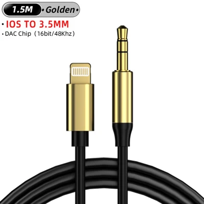 High Quality 1.2m TPE Lightning to 3.5mm Headphone Jack Audio Aux Splitter Earphones Aux Cable