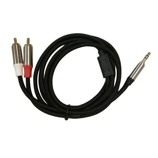 Audio Adapter 2 RCA Cables to 1 Aux Cable Gold