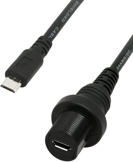IP67 Automotive USB Cable Male to Female 5pin Panel Mount Extension Connector 