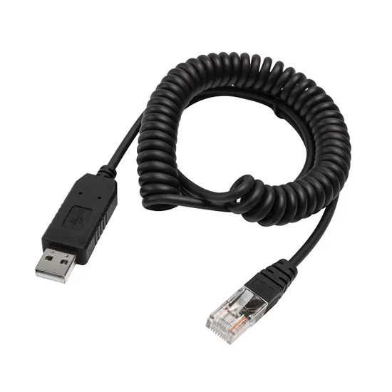 Coiled USB a to RJ45 RS232 Barcode Scanner Cable with Ftdi Chip 