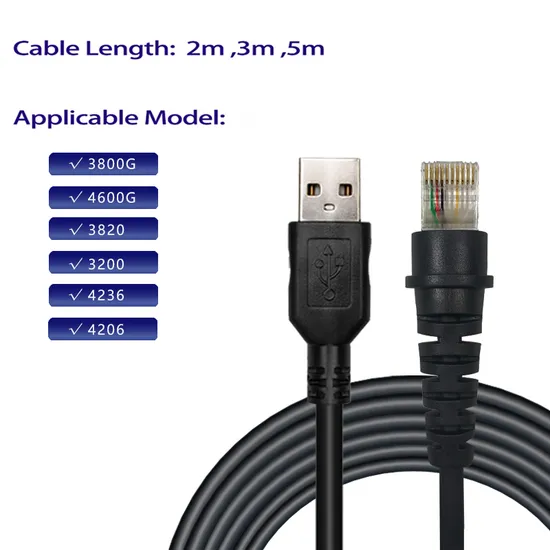 Sotesin 2m USB to Rj50 Barcode Scanner Cable Bar Code Reader Cable for Honeywell Hhp 3800g 4600g 3820LSR 