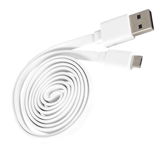 White Mobile Phone 1m PVC USB 2.0 Flat Fast
