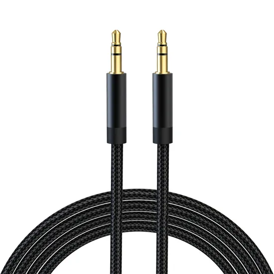 Gold Plated Nylon Speaker Headphone Male to Male 3.5mm Aux Audio Cable 